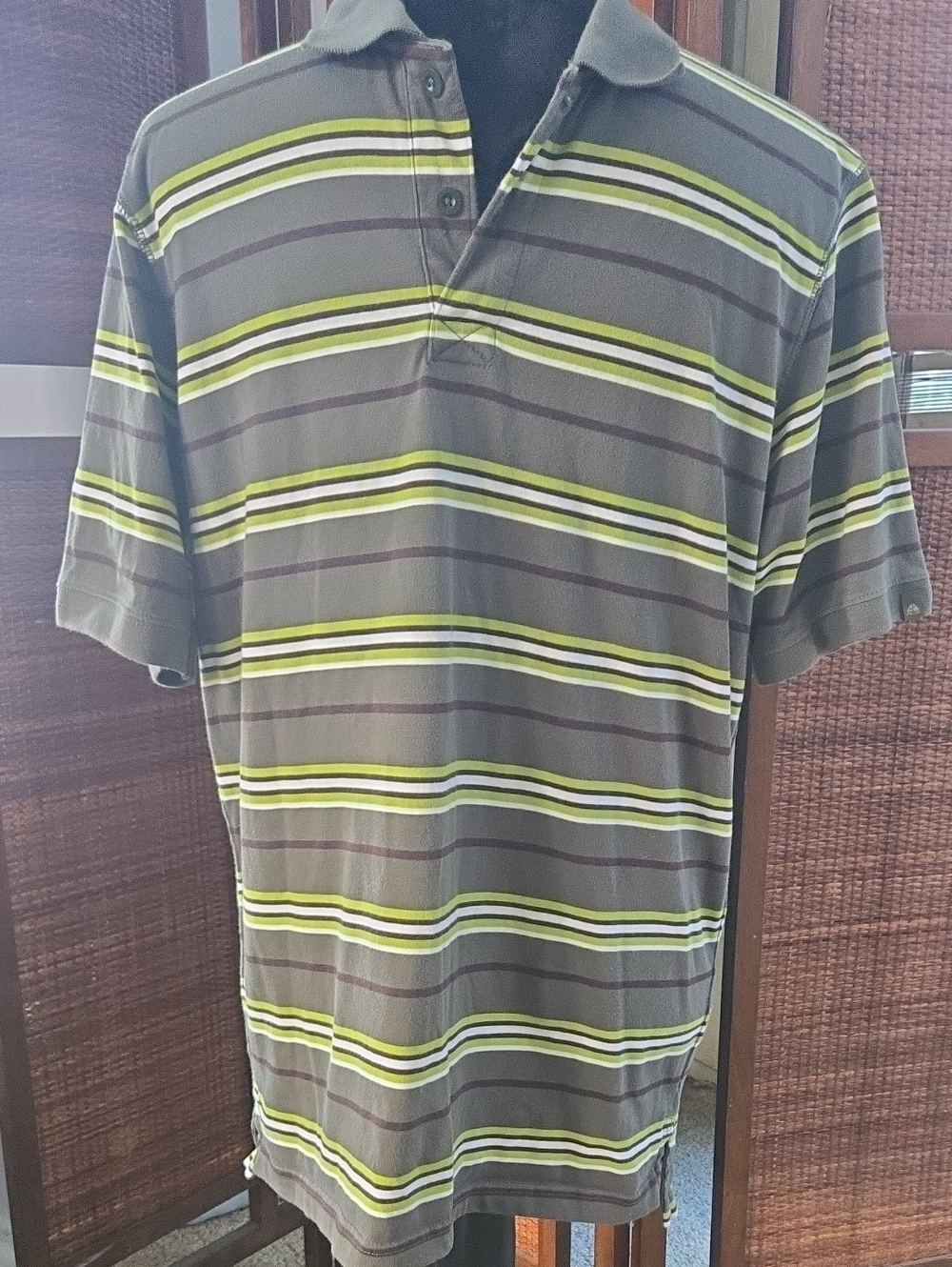 Nike ACG Olive Green Striped Polo Shirt